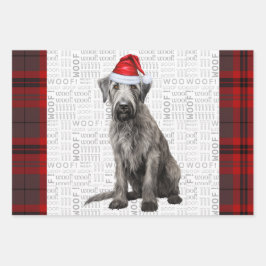 Hoja De Papel De Regalo Irish Wolfhound Christmas Dog Red Holiday Plaid