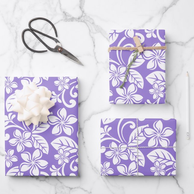 HOJA DE PAPEL DE REGALO ISLAND PLUMERIA (LAVENDER) (Anverso)