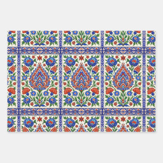 Hoja De Papel De Regalo Iznik - patrón otomano turco con flores tulipán