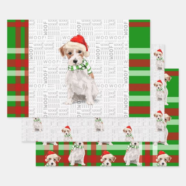 Hoja De Papel De Regalo Jack Russell Terrier Navidades Dog Plaid (Set)