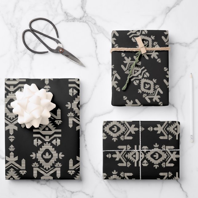 Hoja De Papel De Regalo Jamdani Print Folk Pattern (Anverso)