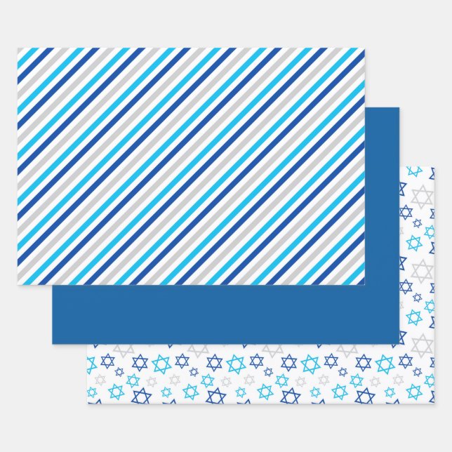 Hoja De Papel De Regalo Janucá Azul Plata (Set)