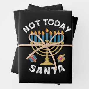Hoja De Papel De Regalo Janucá No Hoy Papá Noel Judío Chanucá