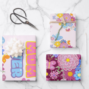 Hoja De Papel De Regalo Jardín Caprichoso de Aves y Mariposas La Mejor Mam