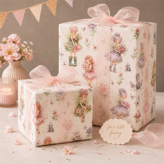Hoja De Papel De Regalo Jardín de flores de hadas caprichosas rosa y púrpu