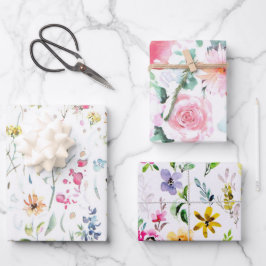 Hoja De Papel De Regalo Jardín de flores de prado de flores silvestres de