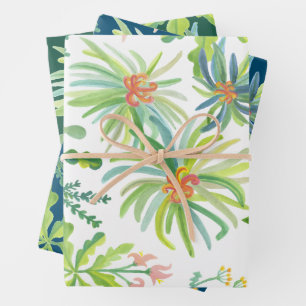 Hoja De Papel De Regalo Jardín de Jungla Botánica Floral Acuarela