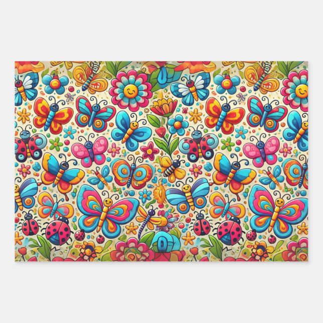 Hoja De Papel De Regalo Jardín de la mariposa audaz (Anverso)