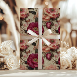Hoja De Papel De Regalo Jardín de Rosas Romántico Vintage Floral Rosa y Me