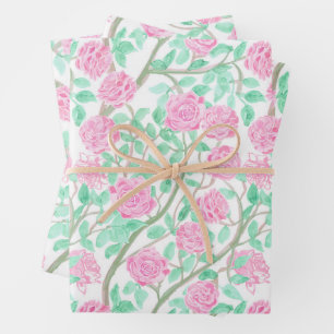Hoja De Papel De Regalo Jardín de Rosas Rosadas Elegantes