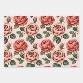 Hoja De Papel De Regalo Jardín de Rosas Vintage
