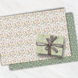 Hoja De Papel De Regalo Jardín floral Patrón de flores silvestres Verde bo