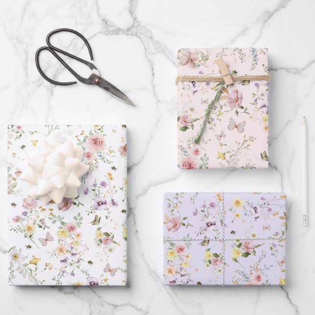 Hoja De Papel De Regalo Jardín florido de primavera (Anverso)