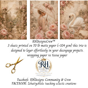 Hoja De Papel De Regalo Jardín Francés Manor Peonía Decoupage Victoriano 