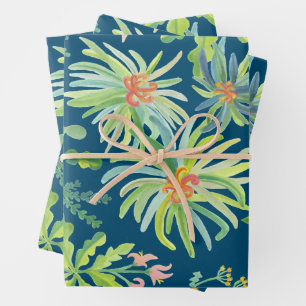 Hoja De Papel De Regalo Jardín Jungla Botánico Floral Acuarela