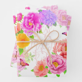 Hoja De Papel De Regalo Jardín Romántico de Peonías Blanco Mejor Mamá