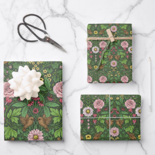 Hoja De Papel De Regalo Jardín salvaje en verde
