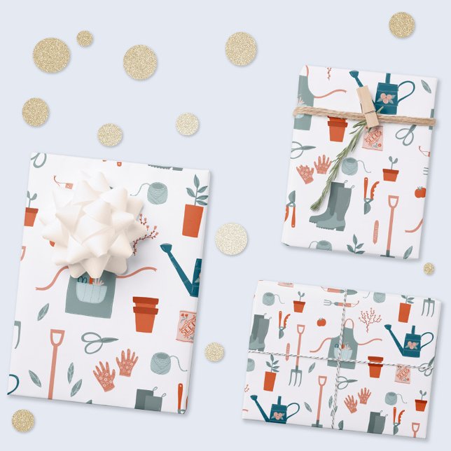 Hoja De Papel De Regalo Jardinería divertida (Fun gardening themed wrapping paper sheets)