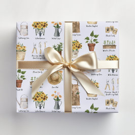 Hoja De Papel De Regalo Jardinería Patrón de girasol acuarela esencial