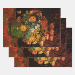 Hoja De Papel De Regalo Jarrón de naturaleza muerta con zinnias de Vincent