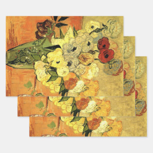 Hoja De Papel De Regalo Jarrón japonés, rosas, anémonas por Vincent van Go