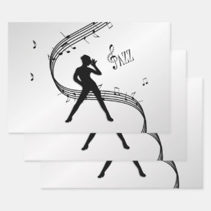 Hoja De Papel De Regalo Jazz Dance Silver Music
