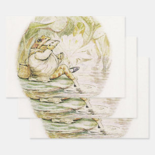 Hoja De Papel De Regalo Jeremy Fisher come el almuerzo de Beatrix Potter