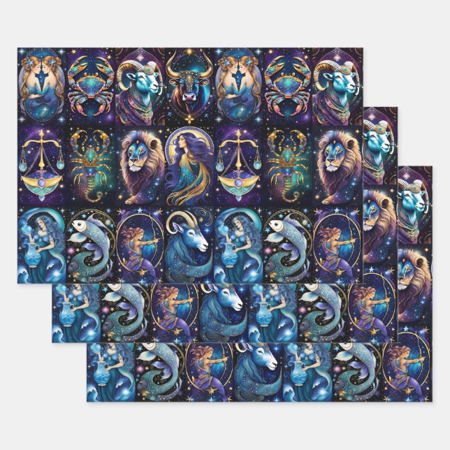 Hoja De Papel De Regalo Jewel Galaxy Zodiac (Set)