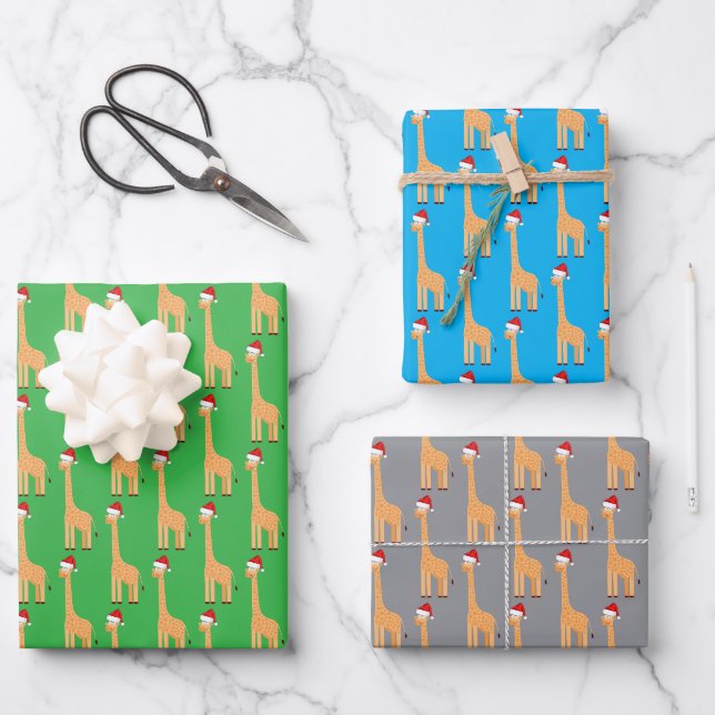 Hoja De Papel De Regalo Jirafa de Santa (Anverso)