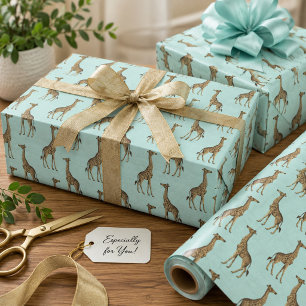 Hoja De Papel De Regalo Jirafas adorables