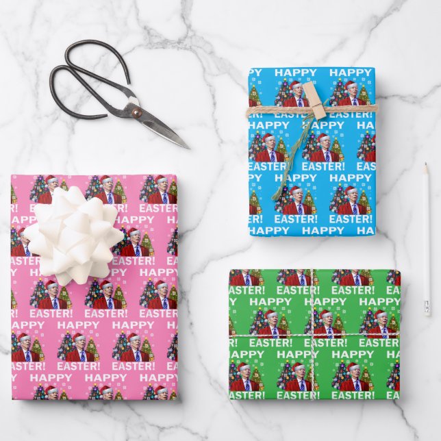 Hoja De Papel De Regalo Joe Biden Feliz Navidad de Pascua  Pink Gift Wrap (Anverso)