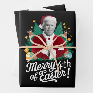 Hoja De Papel De Regalo Joe Biden Navidades Santa Merry 4 De Noches De Pas