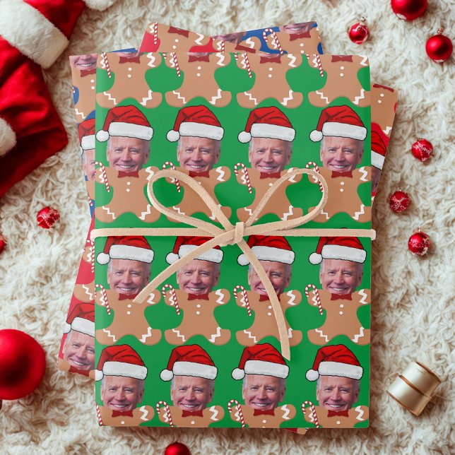 Hoja De Papel De Regalo Joe Biden Personalizado Face Photo Gingerbread Xma (Subido por el creador)