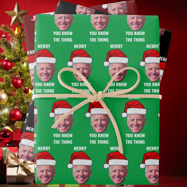 Hoja De Papel De Regalo Joe Biden Santa Hat Sabes La Cosa (Subido por el creador)