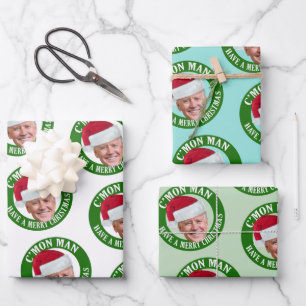 Hoja De Papel De Regalo Joe Santa Hat - Vamos hombre tener una Feliz Navid