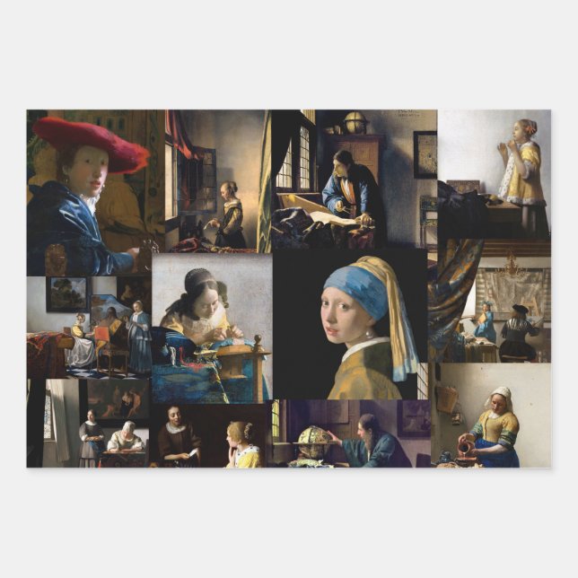 Hoja De Papel De Regalo Johannes Vermeer - Masterpieces Patchwork (Anverso)
