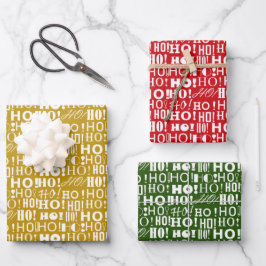 Hoja De Papel De Regalo Jolly Navidades Red Green y Gold "HO! ¡Oh! ¡Oh!