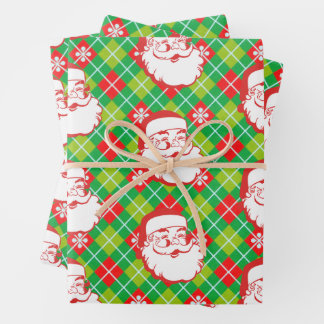 Hoja De Papel De Regalo Jolly Santa Claus en Plaid