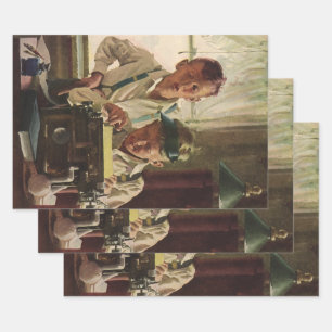 Hoja De Papel De Regalo Joven periodista de periódicos de niños de la époc