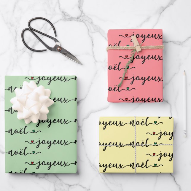 Hoja De Papel De Regalo Joyeux Noel French Design  (Anverso)