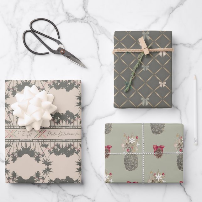Hoja De Papel De Regalo Juego A, Navidades de estilo hawaiano envolver pap (Anverso)