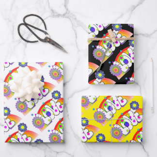 Hoja De Papel De Regalo Juego de 3 Arcoíris de Amor