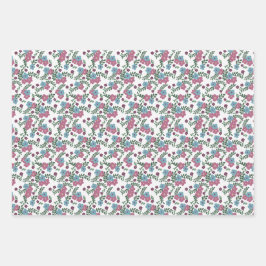 Hoja De Papel De Regalo Juego de 3 - Estampado floral boho en rosa, taupe 