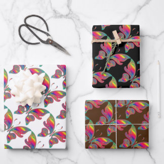 Hoja De Papel De Regalo Juego de 3 mariposas arcoiris