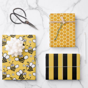 Hoja De Papel De Regalo Juego de 3 Papeles de Regalo de Panal de Abejas