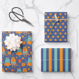 Hoja De Papel De Regalo Juego de 3 Papeles de Regalo de Pareja de Gatos Di