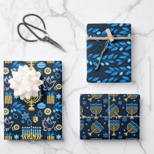 Hoja De Papel De Regalo Juego de 3 Papeles de Regalo Feliz Hanukkah
