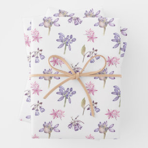 Hoja De Papel De Regalo Juego de 3 regalos de jardín de flores silvestres 