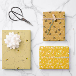 Hoja De Papel De Regalo Juego de Abejas de Miel de trabajo duro de 3