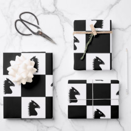 Hoja De Papel De Regalo Juego de ajedrez Black Knight